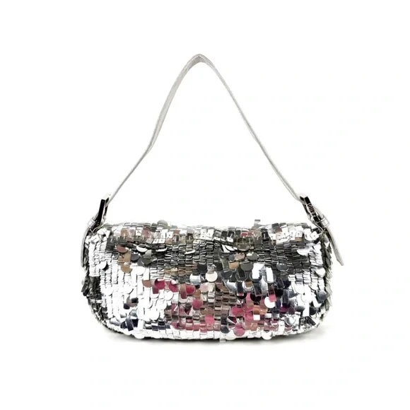 •SOLD• RARE Fendi Metallic Silver Sequin Baguette - Picture 3 of 8